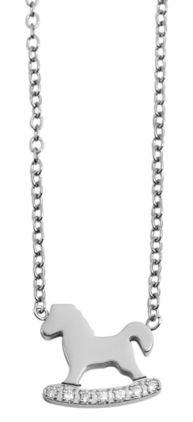 Akzent Edelstahl Halskette mit Anhänger, Länge: 43+5cm, silberfarbig