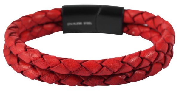 Akzent Echtlederarmband, geflochten, rot