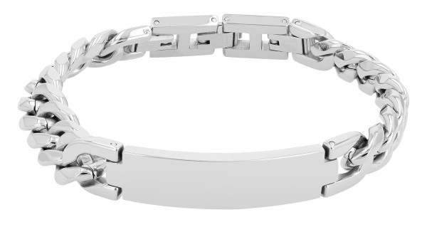 Akzent Panzerarmband mit Identplatte, 316L Edelstahl, silberfarben