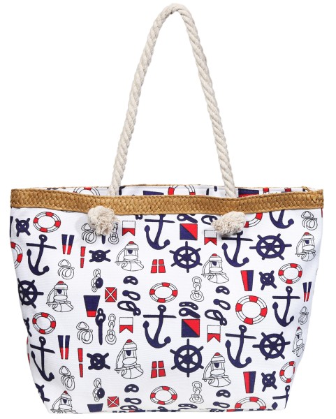 Strandtasche mit maritimen Motiven, Textil