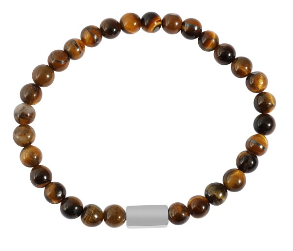 Akzent Kugelarmband, Naturstein (tiger eye), gravurfähiges Edelstahlelement