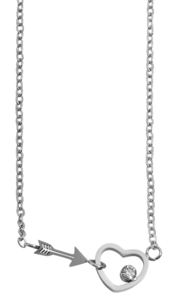 Akzent Edelstahl Halskette mit Anhänger, Länge: 43+5cm, silberfarbig
