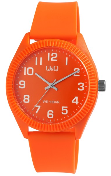 Q&Q Unisexuhr mit Silikonarmband, 10 Bar, orange