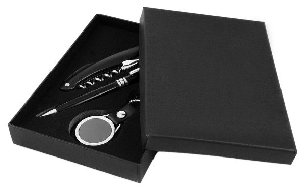 Uhrenset / Geschenkset bestehend aus Kugelschreiber, Schlüsselanhänger und Flaschenöffner