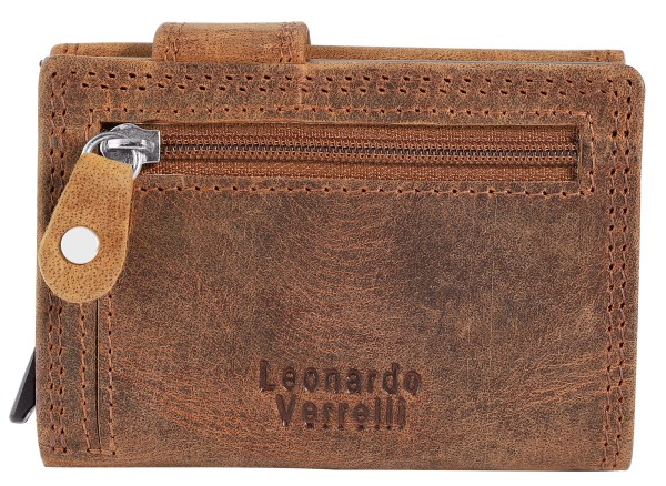 Leonardo Verrelli Kreditkartenetui mit Hardcase, RFID-Blocker, "Crazy Horse Leder", braun