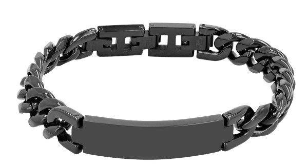 Akzent Panzerarmband mit Identplatte, 316L Edelstahl, schwarz