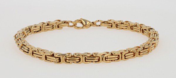 Akzent Königskettenarmband aus Edelstahl, goldfarben, ionenplattiert, Stärke: 4 mm