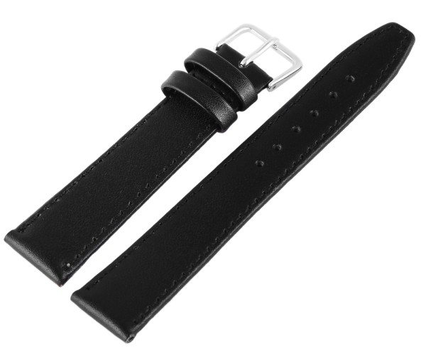 Basic Echtleder Armband in schwarz glatt flach